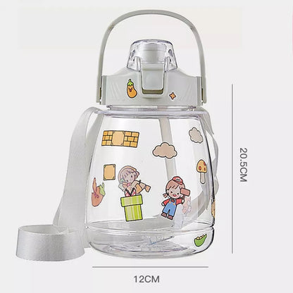 1300Ml Water Bottle with Stickers and Straw