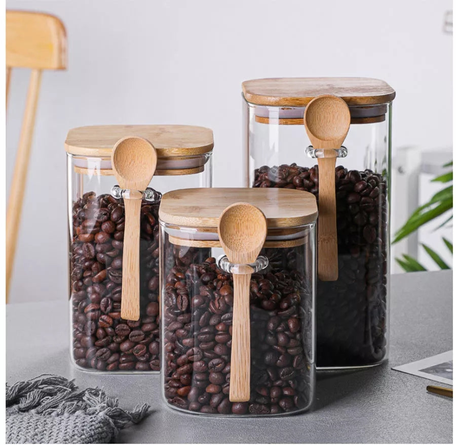 500Ml Glass Jar with Bamboo Spoon