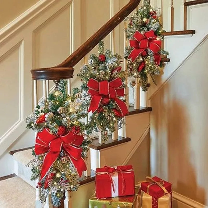 Christmas Cordless Prelit Stairway Swag Trim Christmas Lights