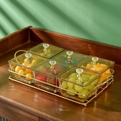 13Pcs Iron Fruits Tray Set with Golden Rack