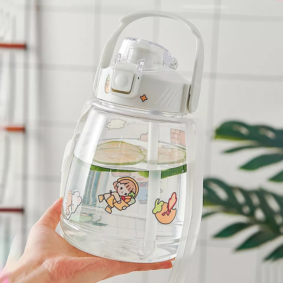 1300Ml Water Bottle with Stickers and Straw