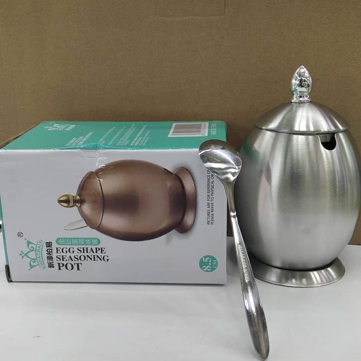 Egg shape stainless seasoning pot