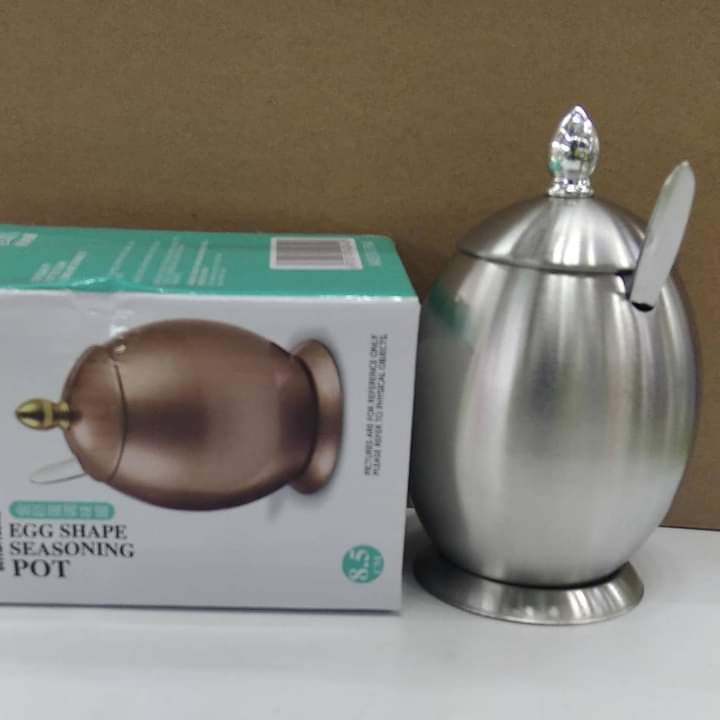 Egg shape stainless seasoning pot