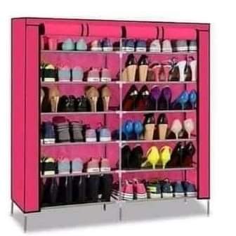 Double columns shoe rack