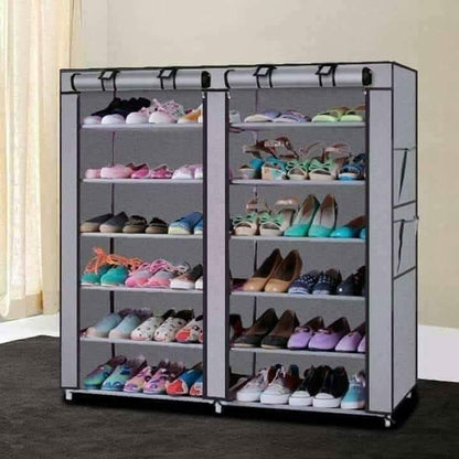 Double columns shoe rack