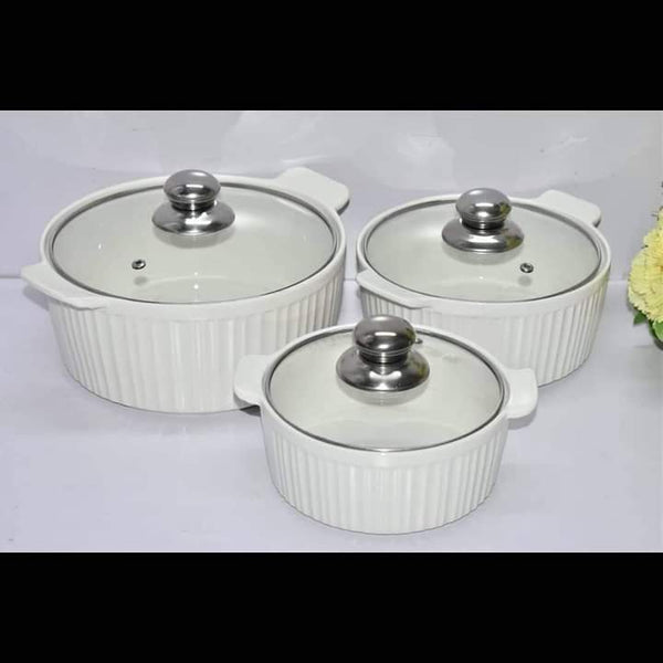 3Pc  white ceramic serving bowls
