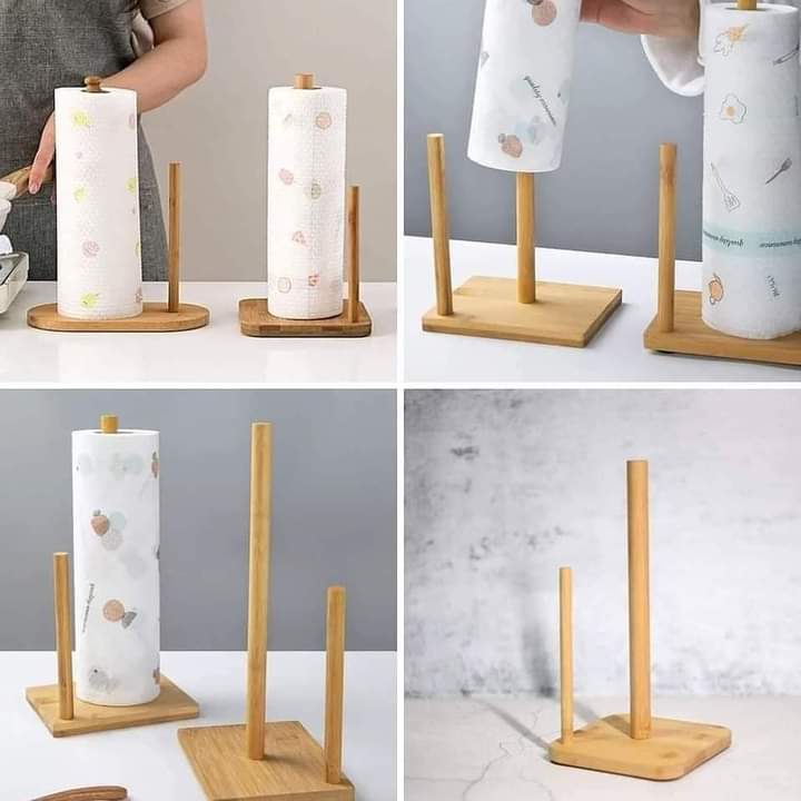 Bamboo kitchen towel holder
