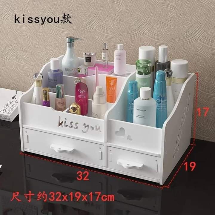 Wooden makeup organizer