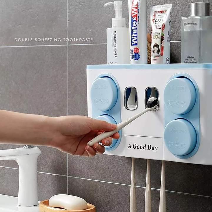 Toothpaste dispenser with 4 wash cups