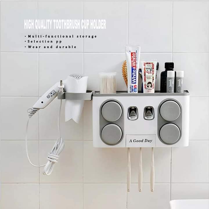 Toothpaste dispenser with 4 wash cups