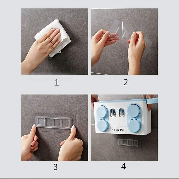 Toothpaste dispenser with 4 wash cups