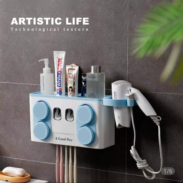 Toothpaste dispenser with 4 wash cups