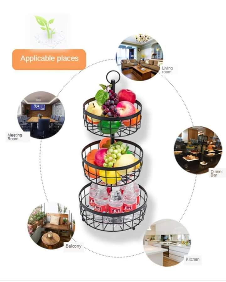 3- tier metallic stainless fruit rack /storage rack