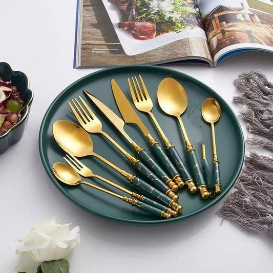 24pcs gold cutlery set