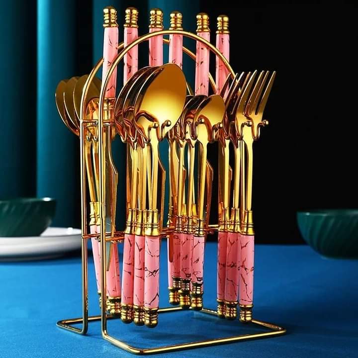 24pcs gold cutlery set