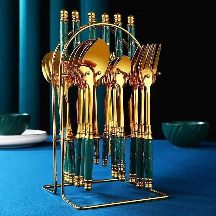 24pcs gold cutlery set