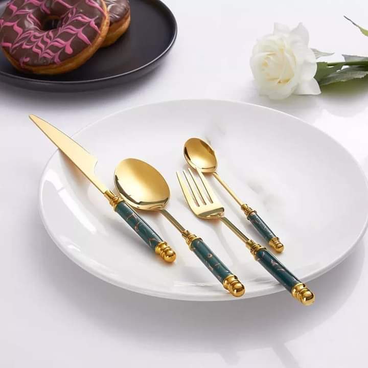 24pcs gold cutlery set