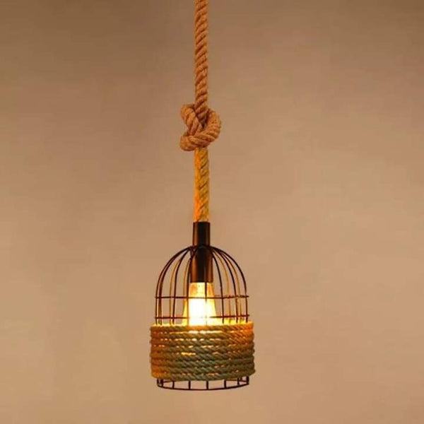 Rustic  Rope Cage Pendant Light