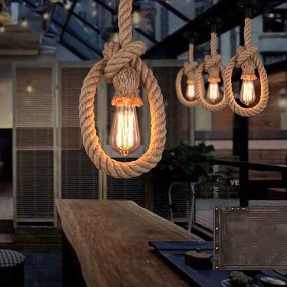 Rustic Vintage Rope Pendant Light W0073