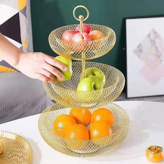 3 layer gold fruit rack