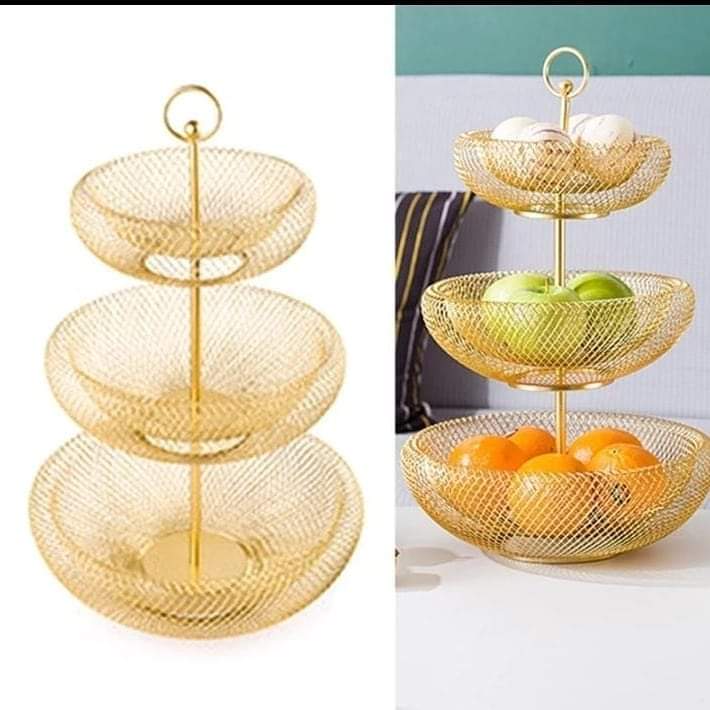 3 layer gold fruit rack