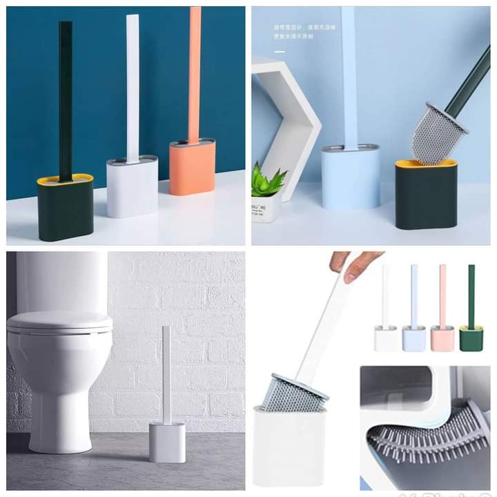 Silicone toilet brush set