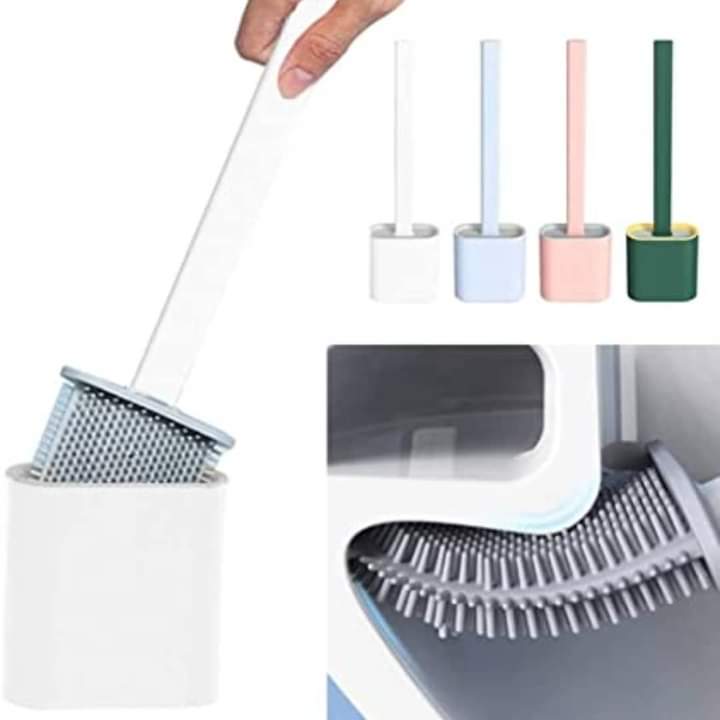 Silicone toilet brush set