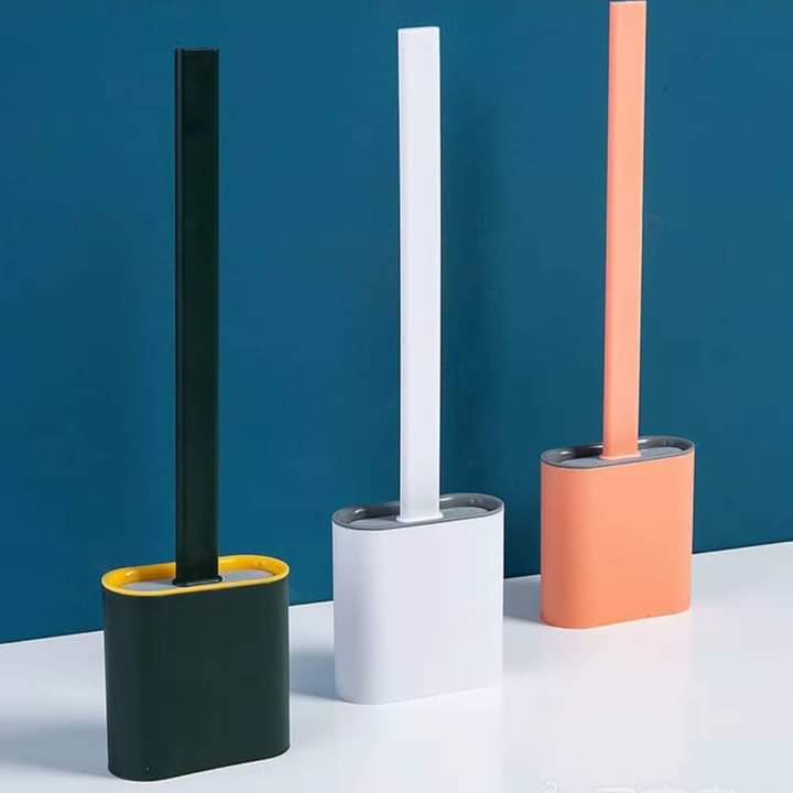 Silicone toilet brush set