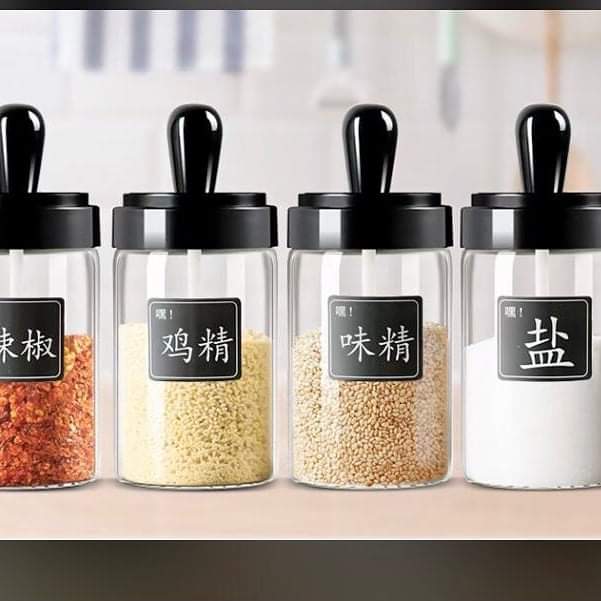 Spice jars with a spoon