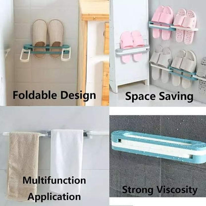 3 in 1 Wall Mounted Foldable Shoe/Towel Rack