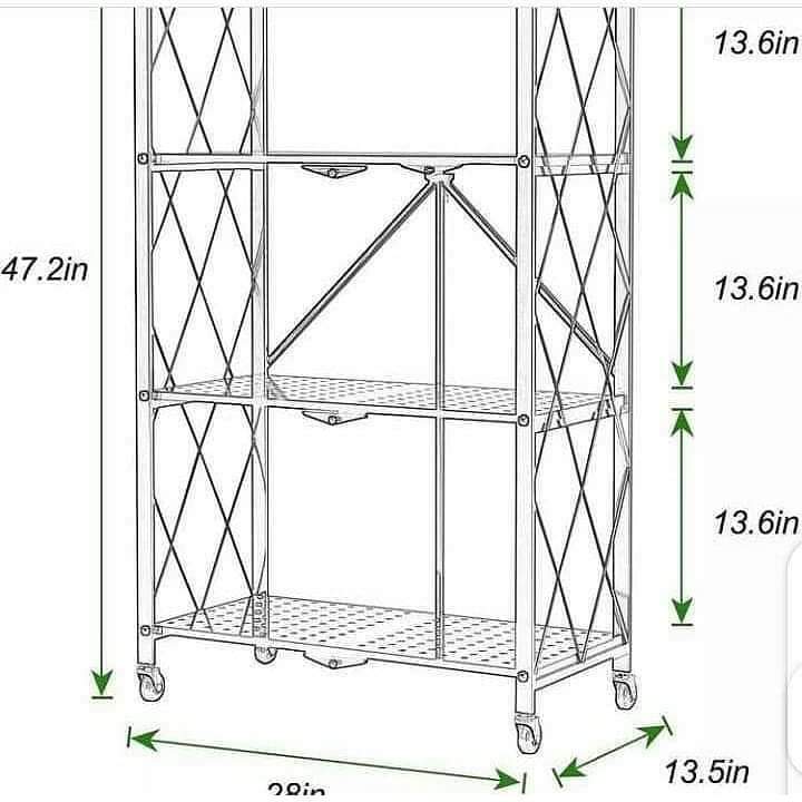 Metallic 4 tier foldable kitchen rack