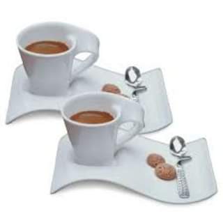 6pc porcelain wavy cup + saucer cups