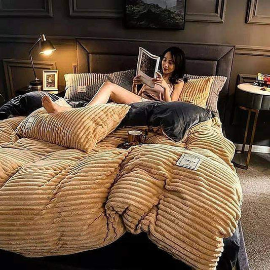 6*6 6*7 Velvet Duvet Set with a Sheet and 2 Cases