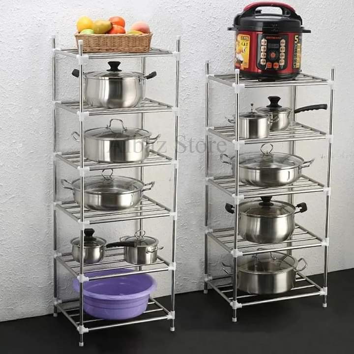 6 Layered stainless steel pot and pan stand