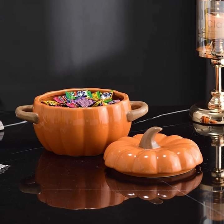 3 Orange pumpkin serving bowl set