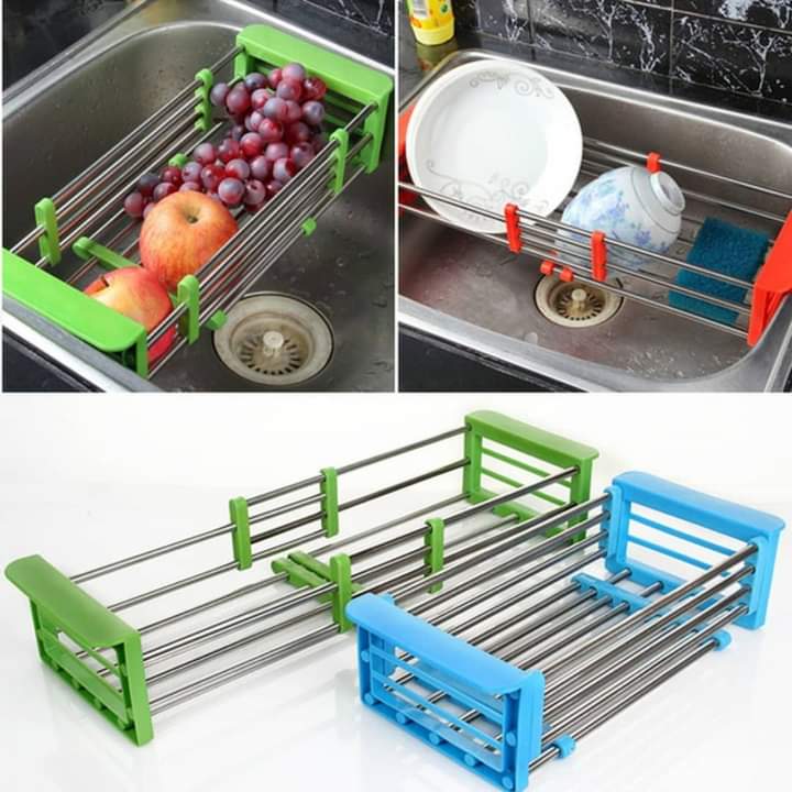 Retractable fruit vegetable /utensil draining rack