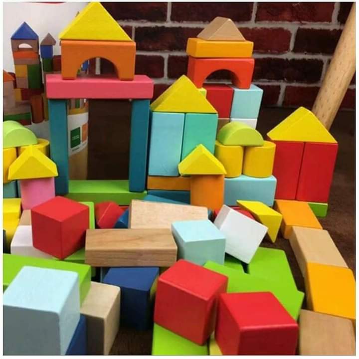 100Pc Wooden Blocks