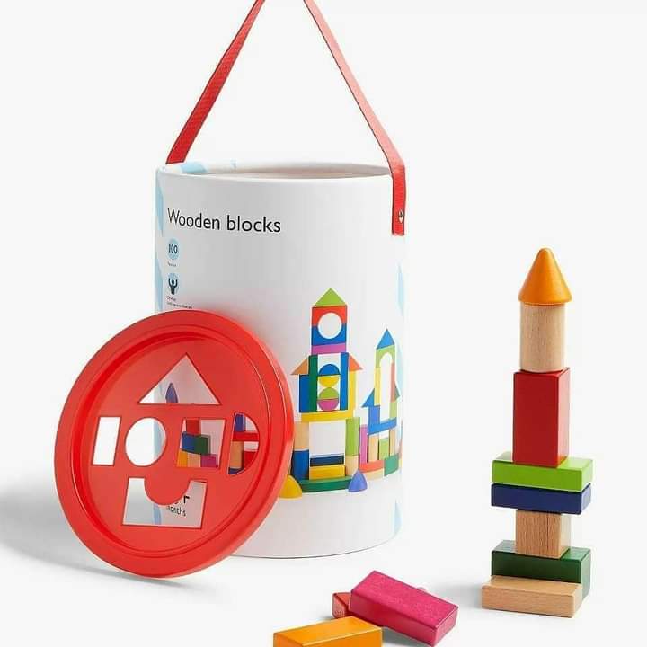 100Pc Wooden Blocks