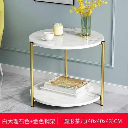 Double top marble effect side table