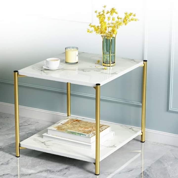 Double top marble effect side table