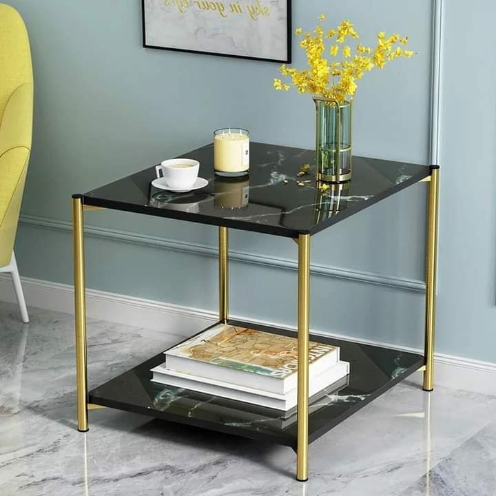 Double top marble effect side table