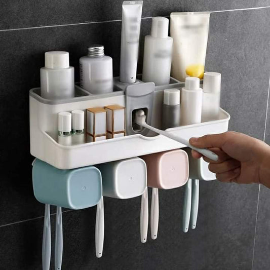 Toothpaste dispenser with 4 cups holder