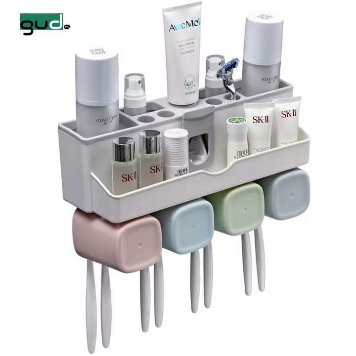 Toothpaste dispenser with 4 cups holder