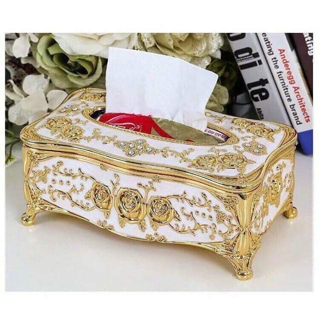 White & Gold Napkin Case/Serviette Holder