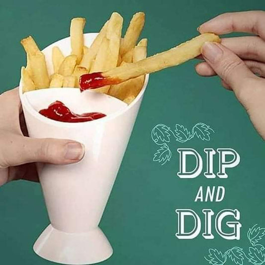 Dig and dip 2 in 1 fries sauce container