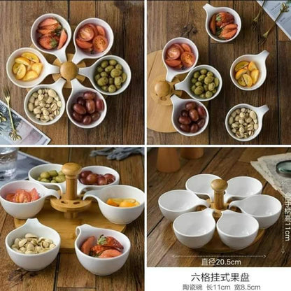 Rotating Ceramic Snack Bowls and Stand