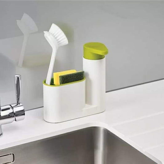 Sink tidy with soap dispenser