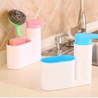 Sink tidy with soap dispenser