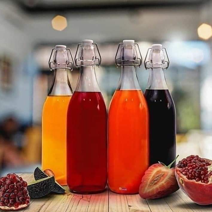 Beverage Glass Bottles with Clip Lock Lids