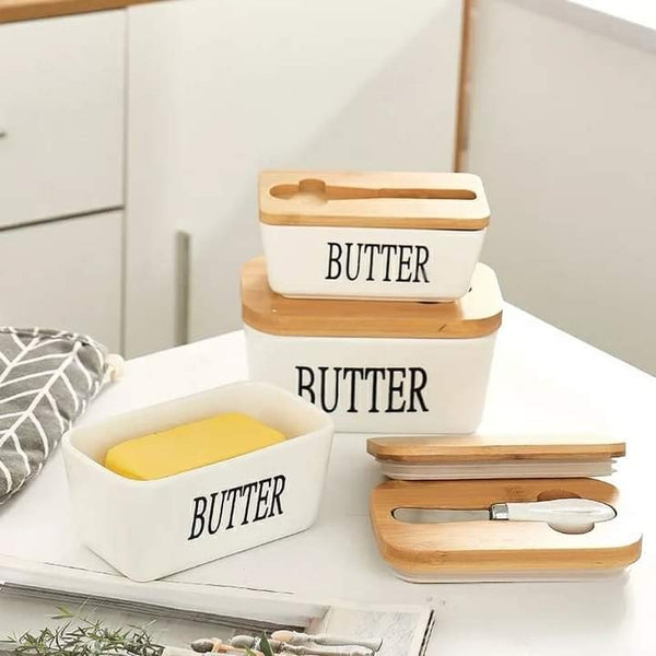 Ceramic Butter Storage Container with Knife Kit